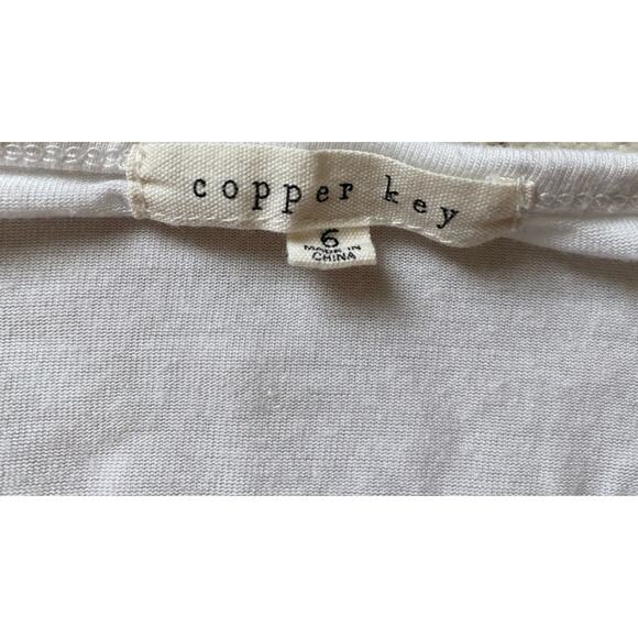 Copper Key White Blue Striped 3/4 Sleeve Soft Jersey‎ Knit Rayon Shirt Size 6 - Picture 3 of 4